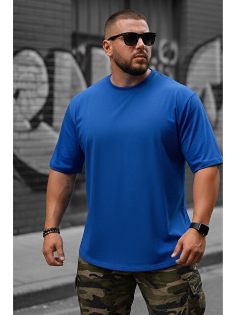 Oksit Kapty Erkek Büyük Beden Battal Basic Bisiklet Yaka Pamuklu T-Shirt Rahat Kesim Unisex Sevgili Kombin - S000500140-23710