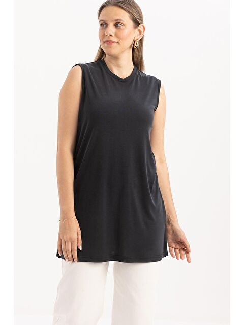 ALLDAY Siyah-Basıc Sıfır Kol İçlik Tunik - S000500125-19351