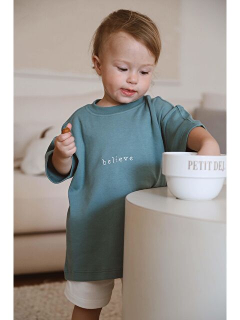 Oh La La Koala For Little Ones Yeşil Bisiklet Yaka Oversize T-Shirt Bebek - Çocuk - S000425078-18194