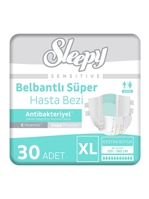 Sleepy Sensitive Antibakteriyel Süper Yetişkin Hasta Bezi Xlarge 30 Adet