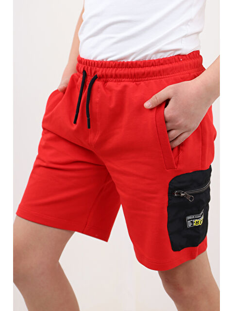 Toontoykids Erkek Çocuk Paça Kısmı Cepli Arma Detaylı Fermuarlı Şort - S000359071-20045