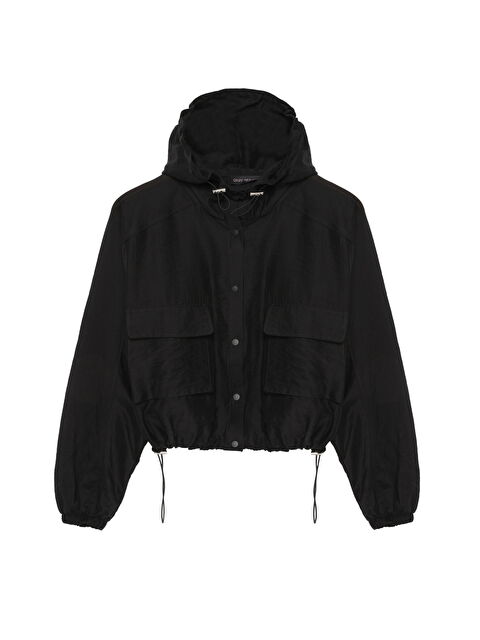 QUZU Büyük Cepli Kapüşonlu Ceket Siyah - S000334261-19351