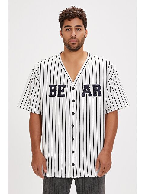 Bad Bear Homer Beyaz Baskılı Erkek Gömlek