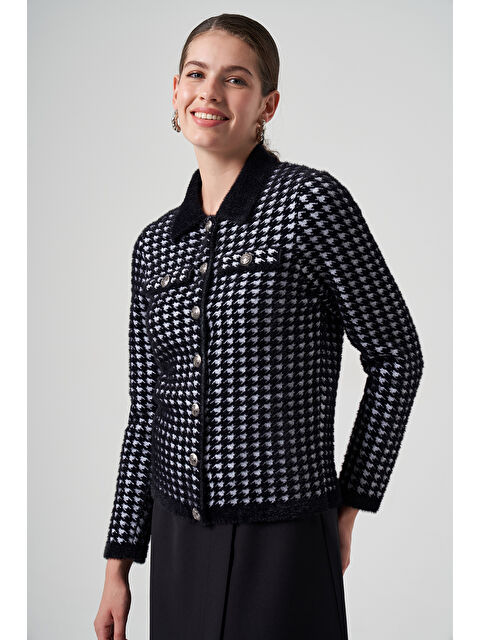 Nuss Triko Düğme Detay Kısa Hırka 7007 Siyah - S000292519-19351