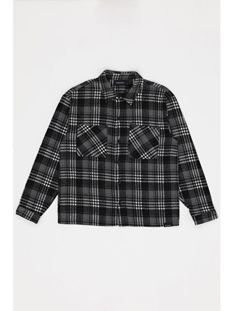 For You Man Oversize Ekoseli Çift Cep Antrasit Oduncu Gömlek - S000326129-29666