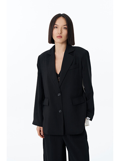 QUZU Sırtı Pencere Detaylı Düğmeli Blazer Ceket Siyah - S000334270