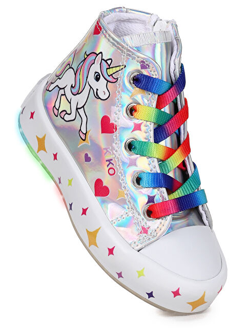 Kiko Kids Pames Fermuarlı Işıklı Kız Çocuk Spor Ayakkabı