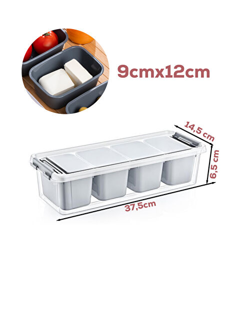 Porsima org-457 4 bölmeli Kahvaltılık Çok Amaçlı Organizer Saklama Kabı Kapaklı Kahvaltılık Seti - S000398568-26865