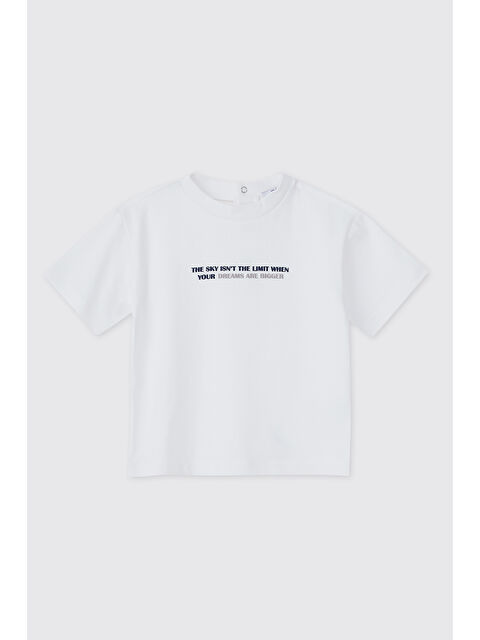 Panço Erkek Bebek Baskılı Beyaz Tişört