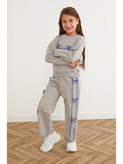 Fullamoda Kelebek Nakışlı Kurdeleli Kız Çocuk Takım - S000488670-20600