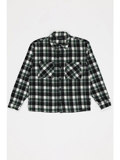 For You Man Oversize Ekoseli Çift Cep Yeşil Oduncu Gömlek - S000325414-18194