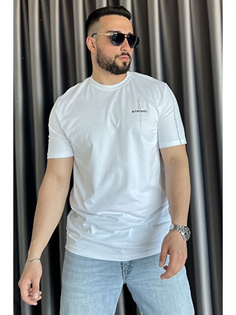 Mishar İtalia Erkek Bisiklet Yaka Baskılı Şerit Detaylı Tişört - S000373048-20063