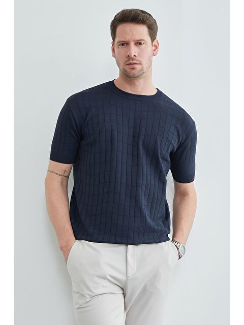 Fullamoda Kare Desenli Fitilli Triko Tişört - S000515571-21164