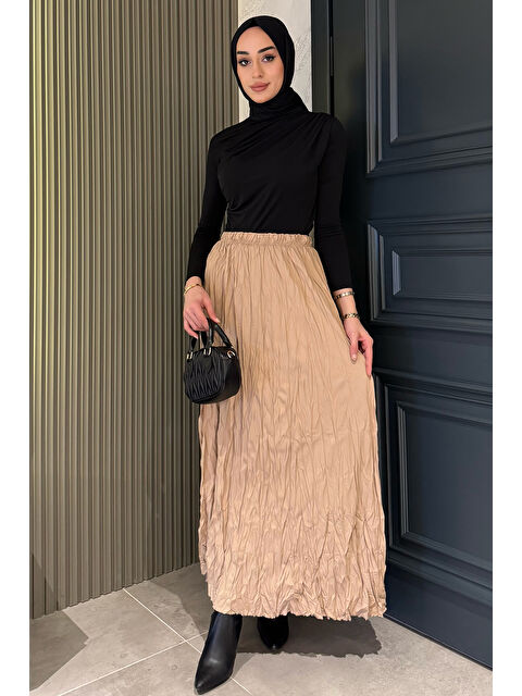 Julude Bel Lastikli Krinkıl Vual Tesettür Etek - S000365182-19928