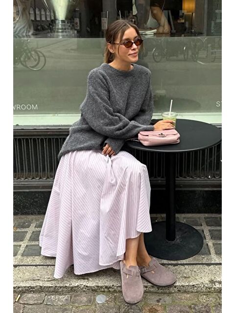 Madmext Antrasit Bisiklet Yaka Kadın Triko Kazak Mg2494 - S000437739-29666