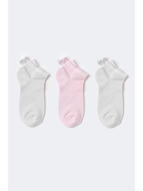 Katia And Bony 3 lü Paket Soft Bambu Kız Çocuk Step Çorap Beyaz/Beyaz/Pembe - S000130848-37241