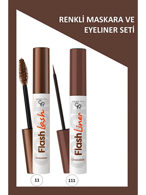 GOLDEN ROSE Flash Lash Çikolata Kahve Maskara ve Flash Liner Makyaj Seti - S000415998-19413