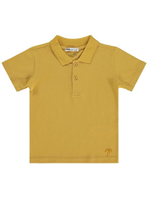 Civil Boys Erkek Çocuk Palmiye Nakışlı Polo Yaka 2-5 Yaş Tişört - Hardal