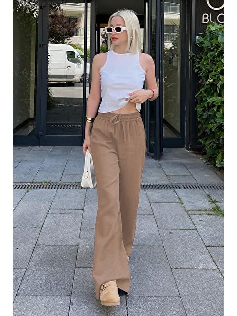 Madmext Camel Bol Paça Müslin Kadın Pantolon Mg1980 - S000146794-4557