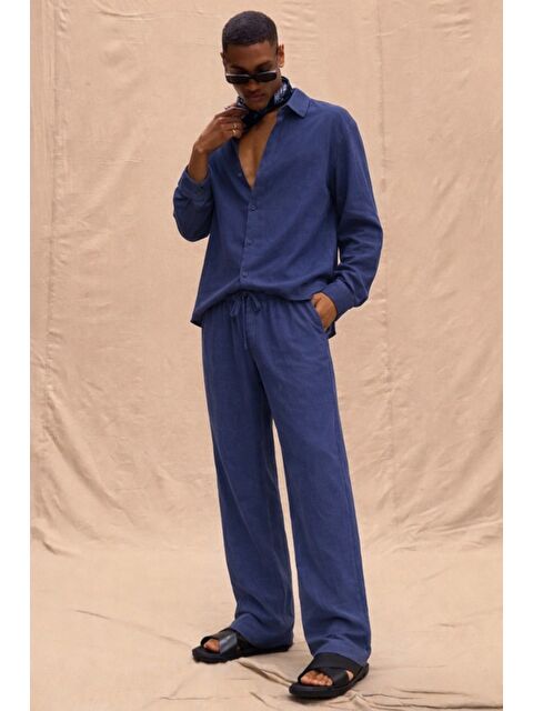 Tarz Cool Erkek Haki Lyocell Kumaş Oversize Gömlek Pantolon Takım – Rahat Kesim Yazlık Kombin