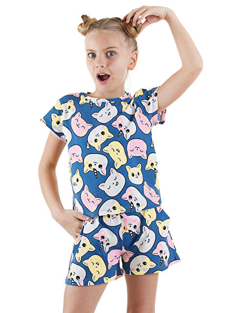 Denokids Sevimli Kediler Tişört Şort Takım - S000346885-21164