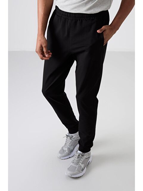 Tommylife Siyah Pamuk Yumuşak Dokulu Standart Fit Nakışlı  Eşofman Alt - 82133 - S000197490-19351