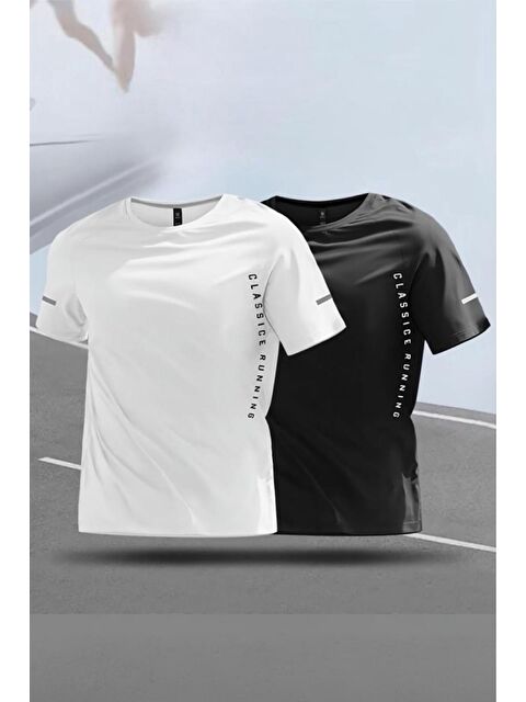 Oksit Classic Running 2'li Paket Erkek Sporcu Tişört Nefes Alabilir Hızlı Kuruyan Koşu ve Fitness Tişörtü - S000510533-37424