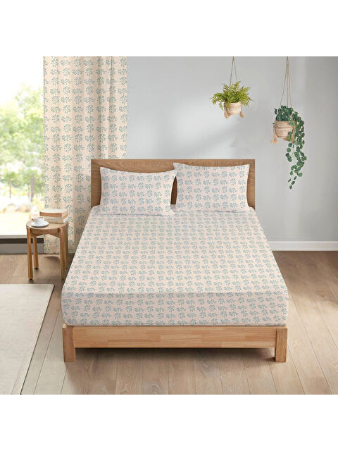 Evmila Çiçek Desenli Baskılı 180x200 Çift Kişilik Lastikli Çarşaf Seti - S000291108-23173