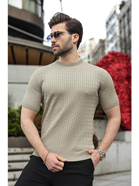 Madmext Vizon Bisiklet Yaka Triko Erkek Tişört E7468 - S000510532-26429