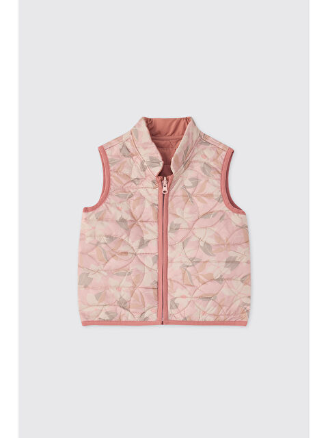 Panço Kız Bebek Desenli Pembe Yelek