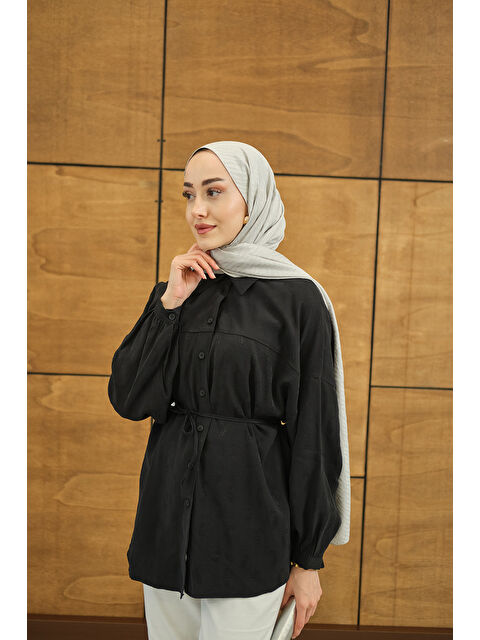 Locco Moda Kadın Etnik Desen Jakar Gömlek Siyah - S000527137-19351