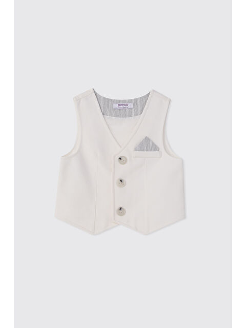 Panço Erkek Bebek Beyaz Örme Yelek