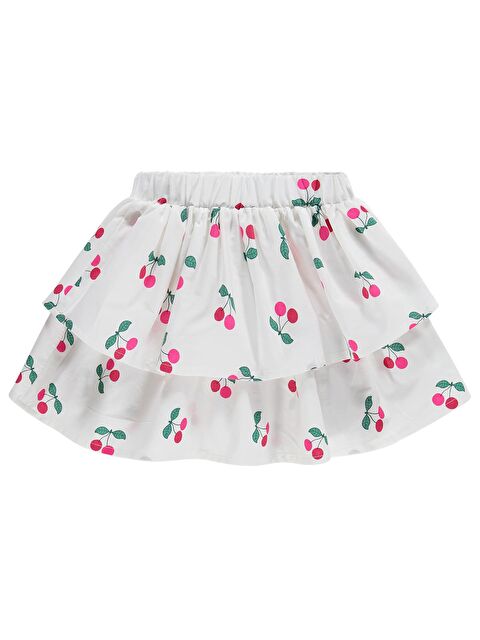 Civil Girls Kiraz Baskılı 2-5 Yaş Etek - Ekru