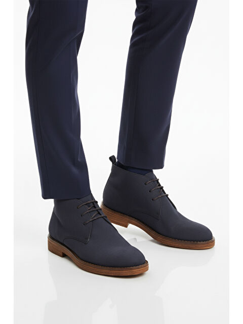 Ayakmod Lacivert Bağcıklı Hakiki Deri Erkek Klasik Bot Po 235 M - S000493047-24072