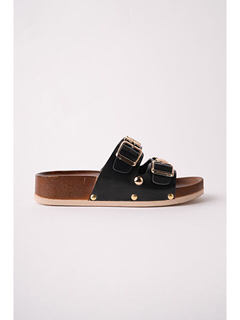 Muggo NYSSA Kelebek Aksesuarlı Çift Tokalı Günlük Kadın Terlik - S000527694-19351