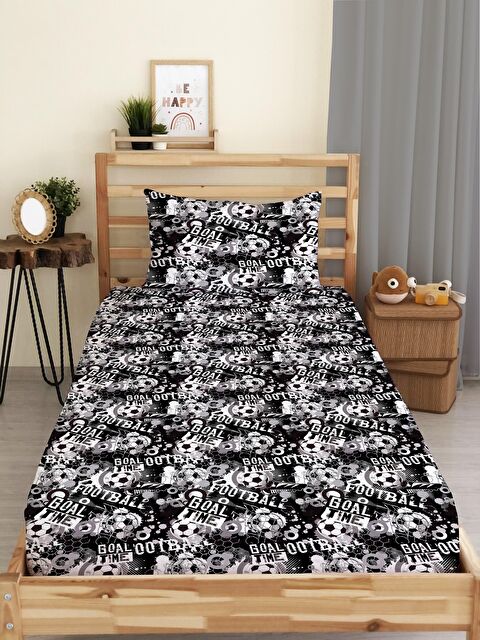 Evmila Futbol Desenli Baskılı Tek Kişilik Lastikli Çarşaf Seti - S000123731-23173