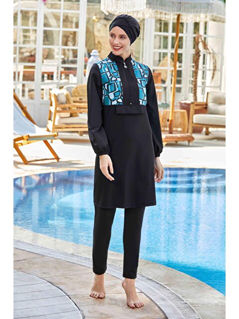 Maresiva Siyah Tam Kapalı Tesettür Mayo Martina 8260 - S000219669-19351