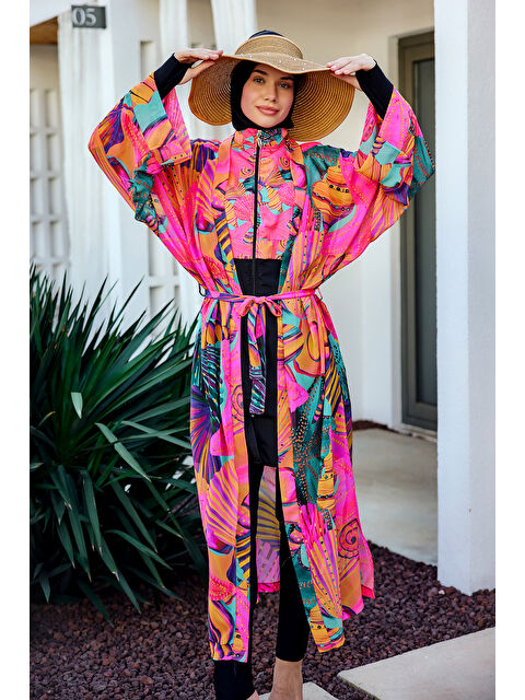 Remsa Mayo Remsa Tesettür Mayo Üzerine Tek Kaftan Kimono Pareo Pembe02 RP023 Color Shell - S000425093-20021