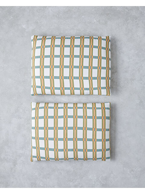 English Home Summer Plaid Kolay Ütülenir 2'li Yastık Kılıfı 50x70 cm Yeşil - S000365191-18194