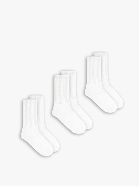Abluka Online Unisex 3'Lü Basic Uzun Kolej Tenis Çorap Beyaz - S000334013-20063