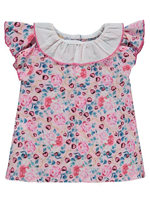 Zeyneva Timo Kız Çiçekli Elbise 6-18 Ay - Pembe