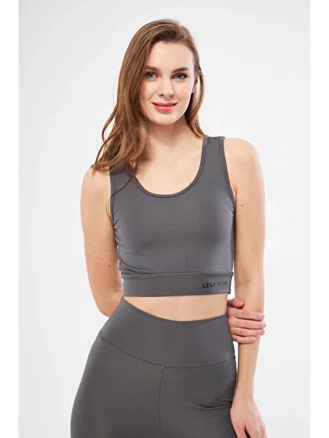 Jane's Kolsuz Dalgiç Baskılı Crop - Füme