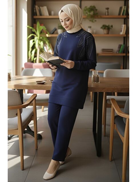 Tofisa Taş Detaylı Modal İkili Takım Lacivert - 28045-LACIVERT - S000483650-21164