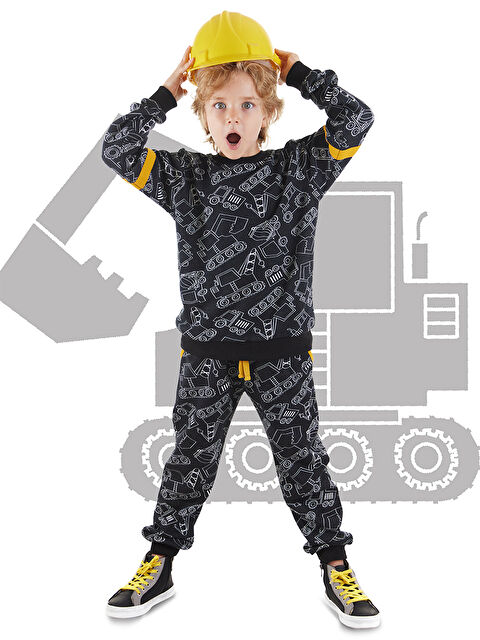 Denokids Arabalar Erkek Çocuk Siyah Eşofman Takım - S000436401-19351