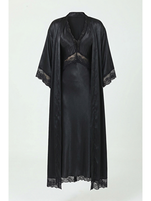 BONDY Saten 2 Li Set Uzun SİYAH