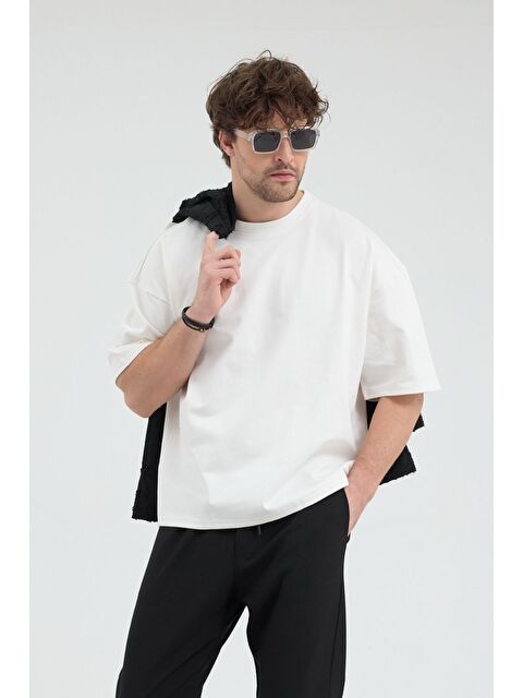 gothamVibes Erkek Chill Premium Krem T-Shirt - S000514088-19966