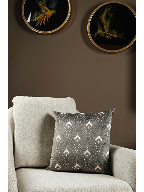 Asdiva Lüks Kadife 43x43 Cm Kırlent Kılıfı Dekoratif Yumuşak Salon Koltuk Avangart Haki - S000379760-37467