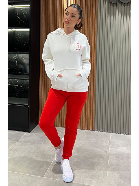 Gülseli Yazı Nakışlı Şardonlu Kadın Eşofman Takımı - S000326399-37232