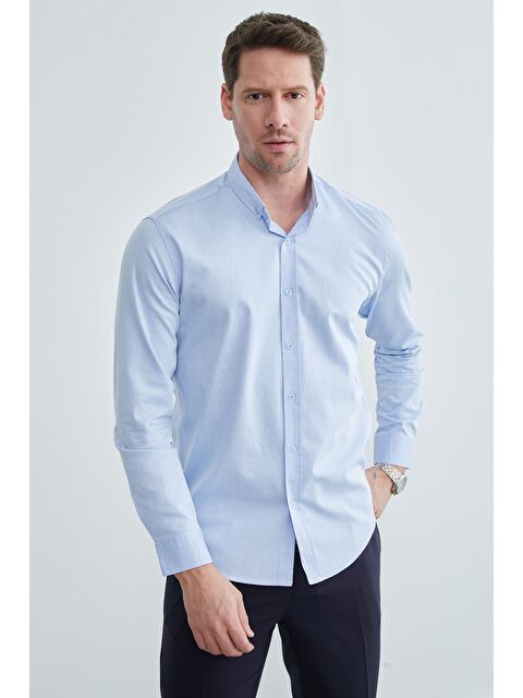 Fullamoda Çizgili Keten Görünümlü Gömlek - S000513514-17234