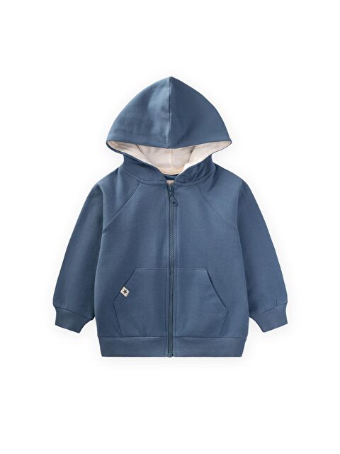 CİGİT Kapüşonlu Fermuarlı Hırka 1-14 Yaş İndigo Mavi - S000439064-23093